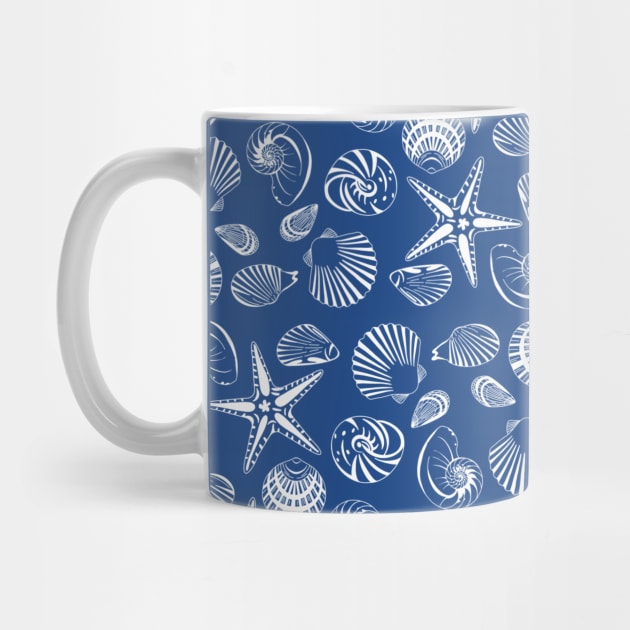 Navy blue seashell pattern by Simplulina